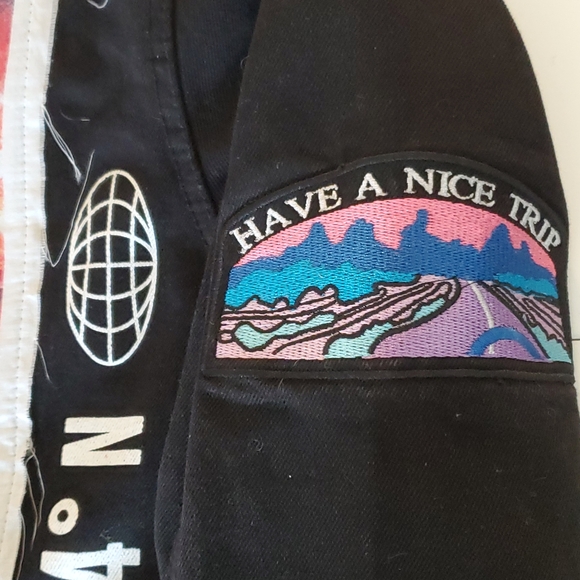 Brooklyn Cloth Have a Nice Trip Patch Black Denim Jacket Joshua Tree Mens Medium - Picture 5 of 11